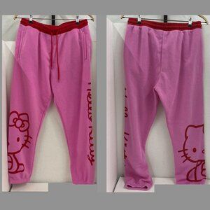 Hello Kitty Sanrio Pink & Red Pajama Sweatpants, Size XL